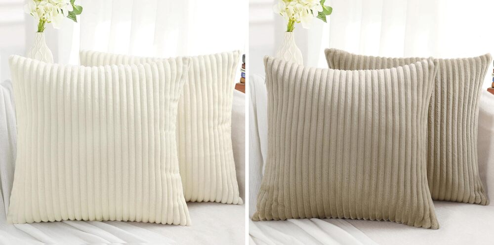 3083 Decorative Throw Pillow Covers 18x18 Set of 4, Soft Plush Flannel